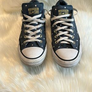 Converse Blue with White Polka-Dot Low-Top Sneakers